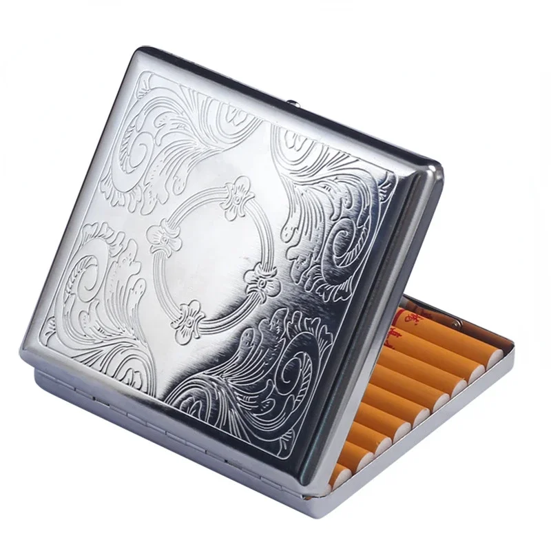 Smoking & Vaping Accessories - Kotak Rokok Logam Stainless Steel Embossed